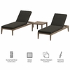 Northlake 3-Piece Outdoor Patio Teak Wood Furniture Set with Chaise Lounges and Side Table