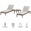 Northlake 3-Piece Outdoor Patio Teak Wood Furniture Set with Chaise Lounges and Side Table