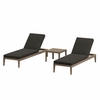 Northlake 3-Piece Outdoor Patio Teak Wood Furniture Set with Chaise Lounges and Side Table
