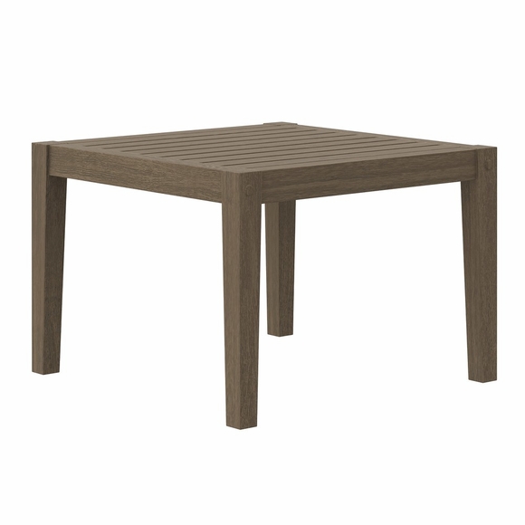 Northlake Square Outdoor Patio Teak Side Table in Weathered Gray