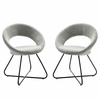 Nouvelle Upholstered Fabric Dining Chair Set of 2 in Black Light Gray