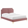 Novi Performance Velvet King Bed in Dusty Rose