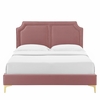 Novi Performance Velvet King Bed in Dusty Rose