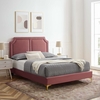 Novi Performance Velvet King Bed in Dusty Rose