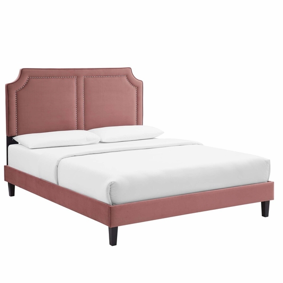 Novi Performance Velvet King Bed-MOD-6843 in Dusty Rose