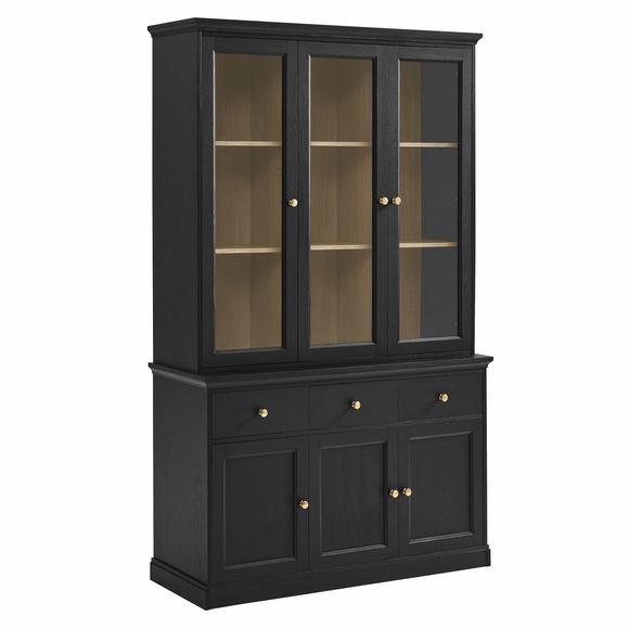 Nyx Arched Display Cabinet in Black Light Oak