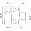 Odessa Barstool Set of 2 in Green & Gold