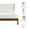 Olea Channel Tufted Boucle Solid Wood Queen Platform Bed