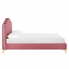Olivia Queen Performance Velvet Platform Bed in Dusty Rose