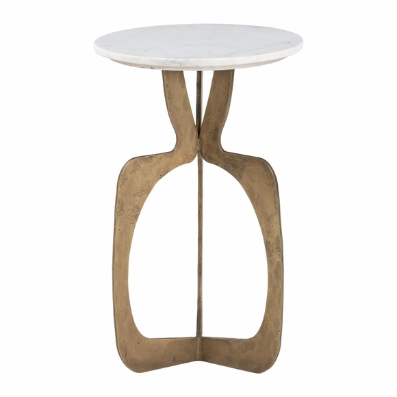Ophelia Side Table in White & Brass