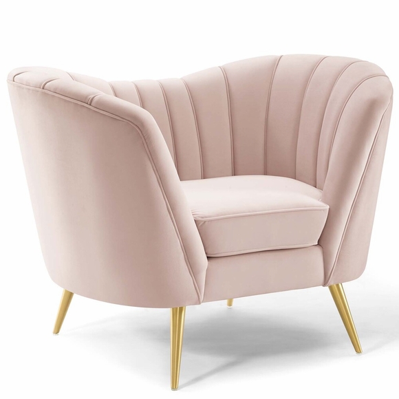 Opportunity Performance Velvet Armchair in Pink