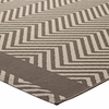 Optica Chevron With End Borders 5x8 Indoor and Outdoor Area Rug in Light and Dark Beige