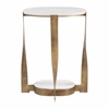 Orion Accent Table in White & Brass