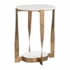Orion Accent Table in White & Brass