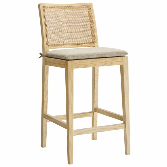 Ovard Wood and Rattan Counter Stool in Natural