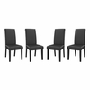 Parcel Dining Side Chair Vinyl Set of 4 in Black