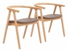 Peker Dining Chair Set of 2 in Brown & Natural