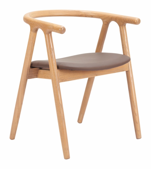 Peker Dining Chair Set of 2 in Brown & Natural
