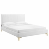 Peyton Performance Velvet Queen Platform Bed in White