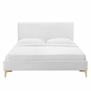 Peyton Performance Velvet Queen Platform Bed in White