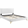 Peyton Performance Velvet Queen Platform Bed in White