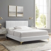 Peyton Performance Velvet Queen Platform Bed in White
