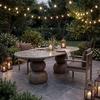Pietra Indoor Outdoor Patio Oval Dining Table in Dark Emperador Marble