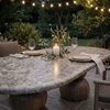 Pietra Indoor Outdoor Patio Oval Dining Table in Dark Emperador Marble