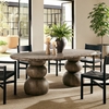 Pietra Indoor Outdoor Patio Oval Dining Table in Dark Emperador Marble