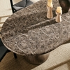 Pietra Indoor Outdoor Patio Oval Dining Table in Dark Emperador Marble