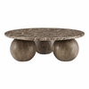 Pietra Indoor Outdoor Patio Round Coffee Table in Dark Emperador Marble