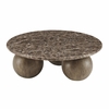 Pietra Indoor Outdoor Patio Round Coffee Table in Dark Emperador Marble