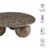 Pietra Indoor Outdoor Patio Round Coffee Table in Dark Emperador Marble