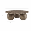 Pietra Indoor Outdoor Patio Round Coffee Table in Dark Emperador Marble