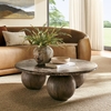 Pietra Indoor Outdoor Patio Round Coffee Table in Dark Emperador Marble