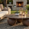 Pietra Indoor Outdoor Patio Round Coffee Table in Dark Emperador Marble