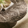 Pietra Indoor Outdoor Patio Round Coffee Table in Dark Emperador Marble