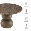 Pietra Indoor Outdoor Patio Round Dining Table in Dark Emperador Marble