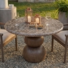 Pietra Indoor Outdoor Patio Round Dining Table in Dark Emperador Marble
