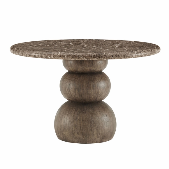 Pietra Indoor Outdoor Patio Round Dining Table in Dark Emperador Marble