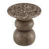 Pietra Indoor Outdoor Patio Round Side Table in Dark Emperador Marble