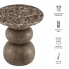 Pietra Indoor Outdoor Patio Round Side Table in Dark Emperador Marble
