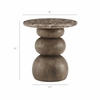 Pietra Indoor Outdoor Patio Round Side Table in Dark Emperador Marble