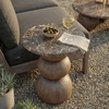 Pietra Indoor Outdoor Patio Round Side Table in Dark Emperador Marble