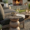 Pietra Indoor Outdoor Patio Round Side Table in Dark Emperador Marble