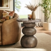 Pietra Indoor Outdoor Patio Round Side Table in Dark Emperador Marble