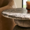 Pietra Indoor Outdoor Patio Round Side Table in Dark Emperador Marble