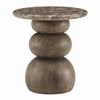Pietra Indoor Outdoor Patio Round Side Table in Dark Emperador Marble