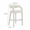 Pinnacle Boucle Upholstered Bar Stool Set of 2 in Ivory Silver