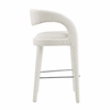 Pinnacle Boucle Upholstered Bar Stool Set of 2 in Ivory Silver